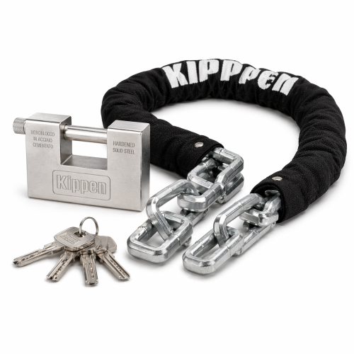 kippen 2016a kit sicurezza per auto, moto e scooter, composto da: catena antifurto misura 10x1000 mm + lucchetto cementato antiscasso 90 mm.