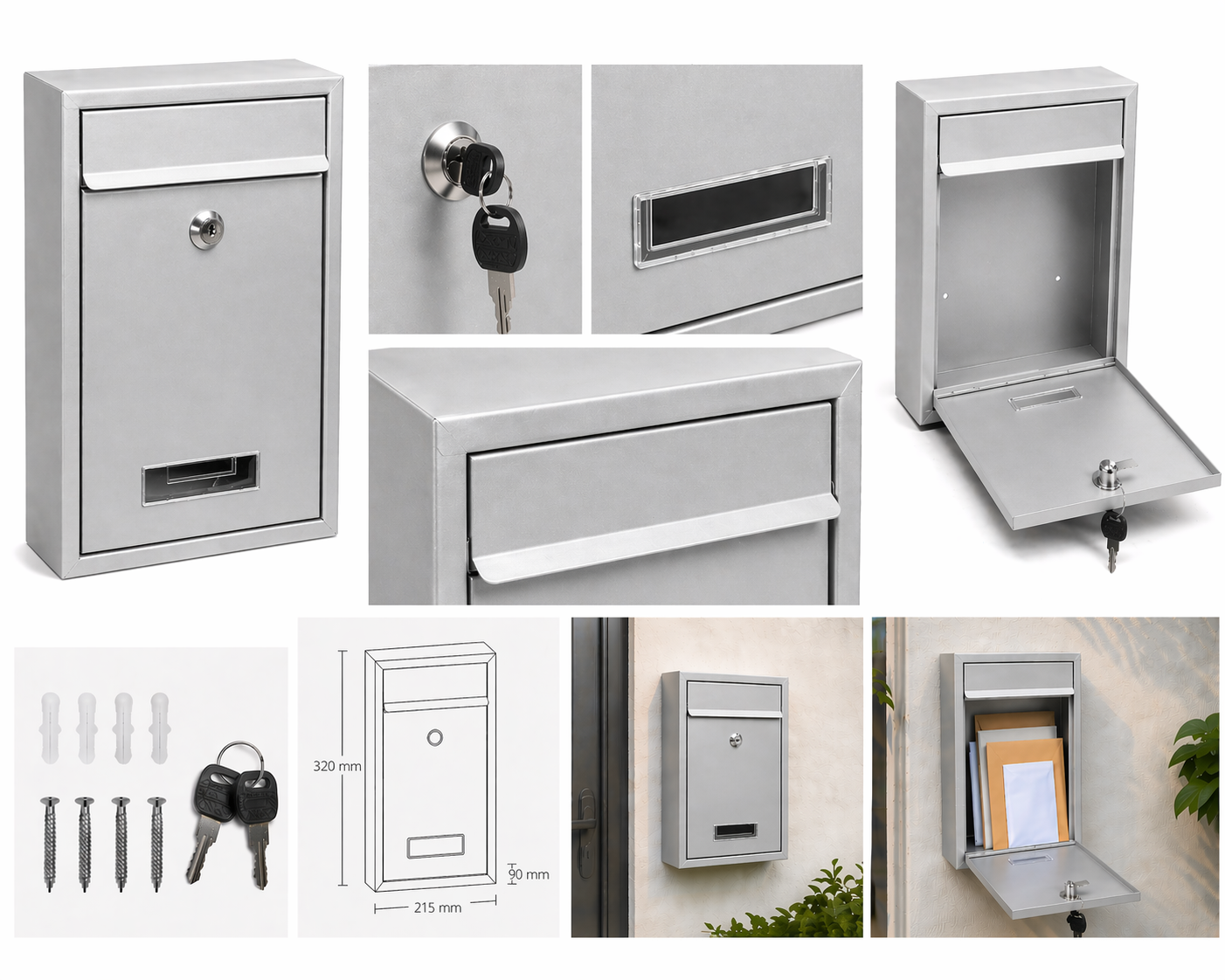 kippen 10005as cassetta postale modello "mail", colore silver. dimensioni: 320x215x90 mm. kippen 10005as cassetta postale modello "mail", colore silver. dimensioni: 320x215x90 mm.