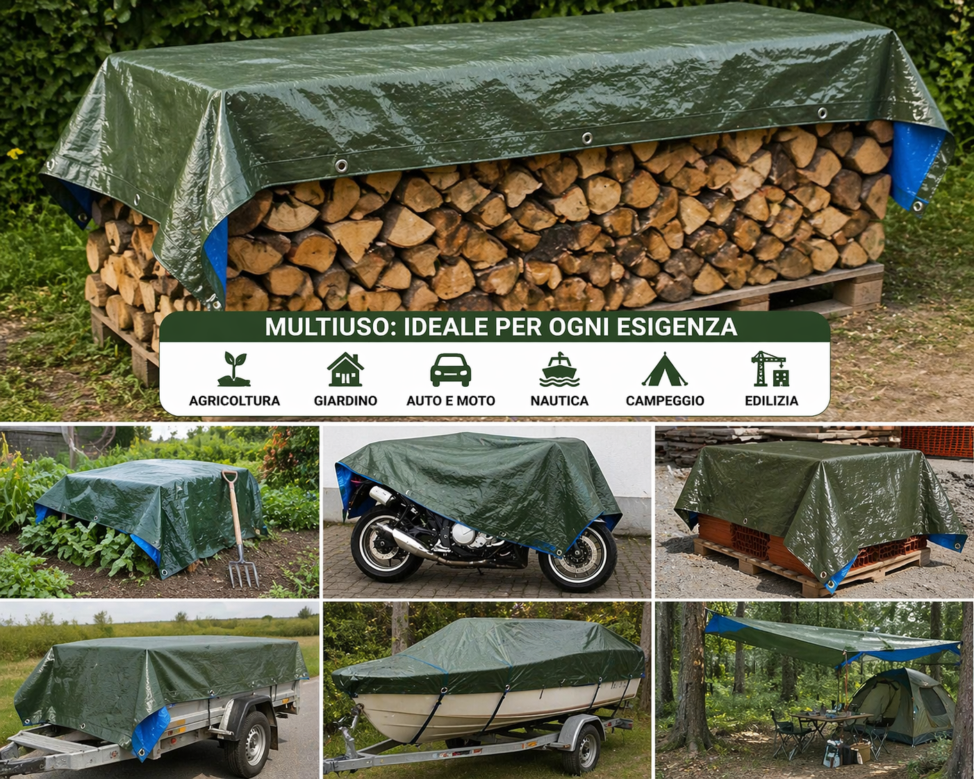 kippen 6082a telone impermeabile occhiellato 90 g/m² – bicolore verde/blu, rinforzato con occhielli in alluminio – copertura: 1,5x2 m (3 m²) kippen 6082a telone impermeabile occhiellato 90 g/m² – bicolore verde/blu, rinforzato con occhielli in alluminio – copertura: 1,5x2 m (3 m²)